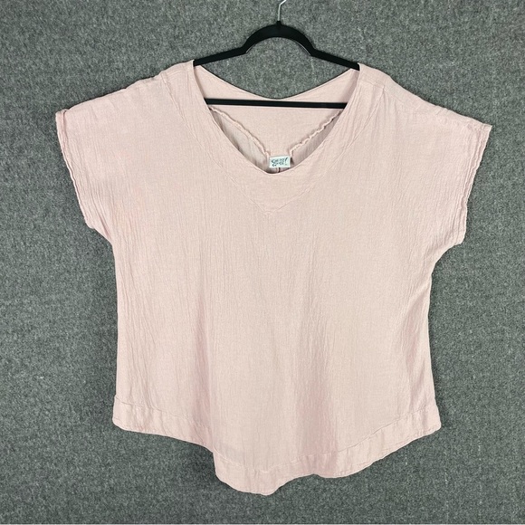 Oh My Gauze XXL Pink Lightweight Boho Lagenlook Asymmetrical Tunic Top Artsy - Picture 5 of 10